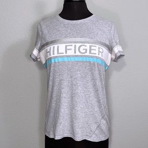 Tommy Hilfiger Gray/Light Blue/White Logo T-Shirt